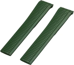 for Patek Philippe Aquanaut 5168G-010 Metal Pins Watch Belt 21mm Rubber Watchband (Color : Green, Size : Silver Buckle)