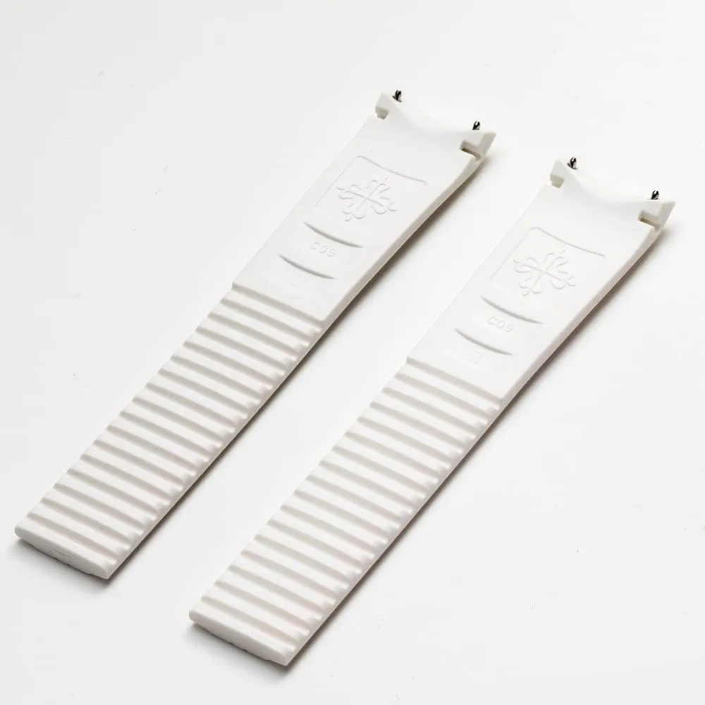 for Patek Philippe Aquanaut 5168G-010 Metal Pins Watch Belt 21mm Rubber Watchband (Color : Green, Size : Silver Buckle)