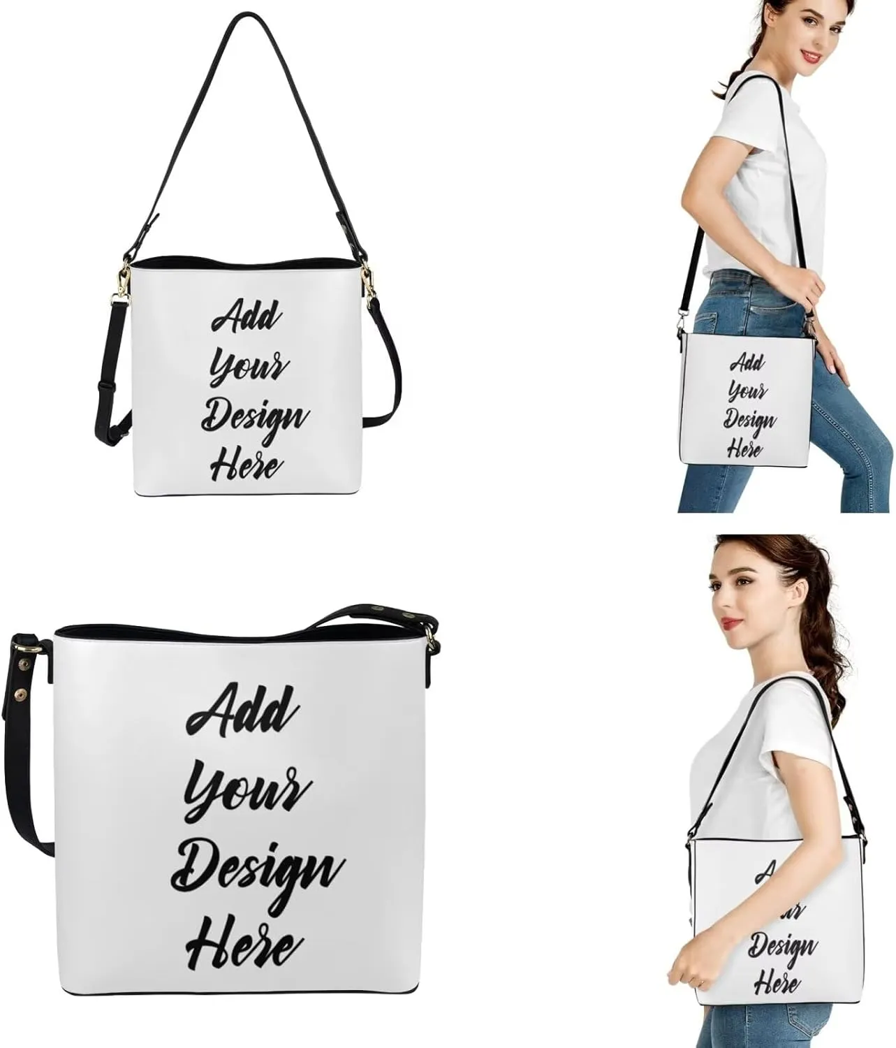 FOR U DESIGNS Leather Shoulder Tote Bags for Women for Work Travel Crossbody Bucket Bag Purses Cute Satchel Handbags Set