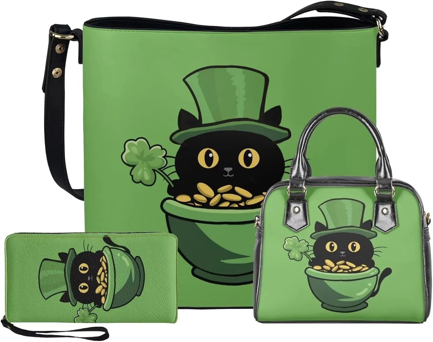 FOR U DESIGNS Purses and Handbags for Women St. Patrick's Day Tote Purse and Wallet Set Leather Crossbody Hobo Satchel Bags