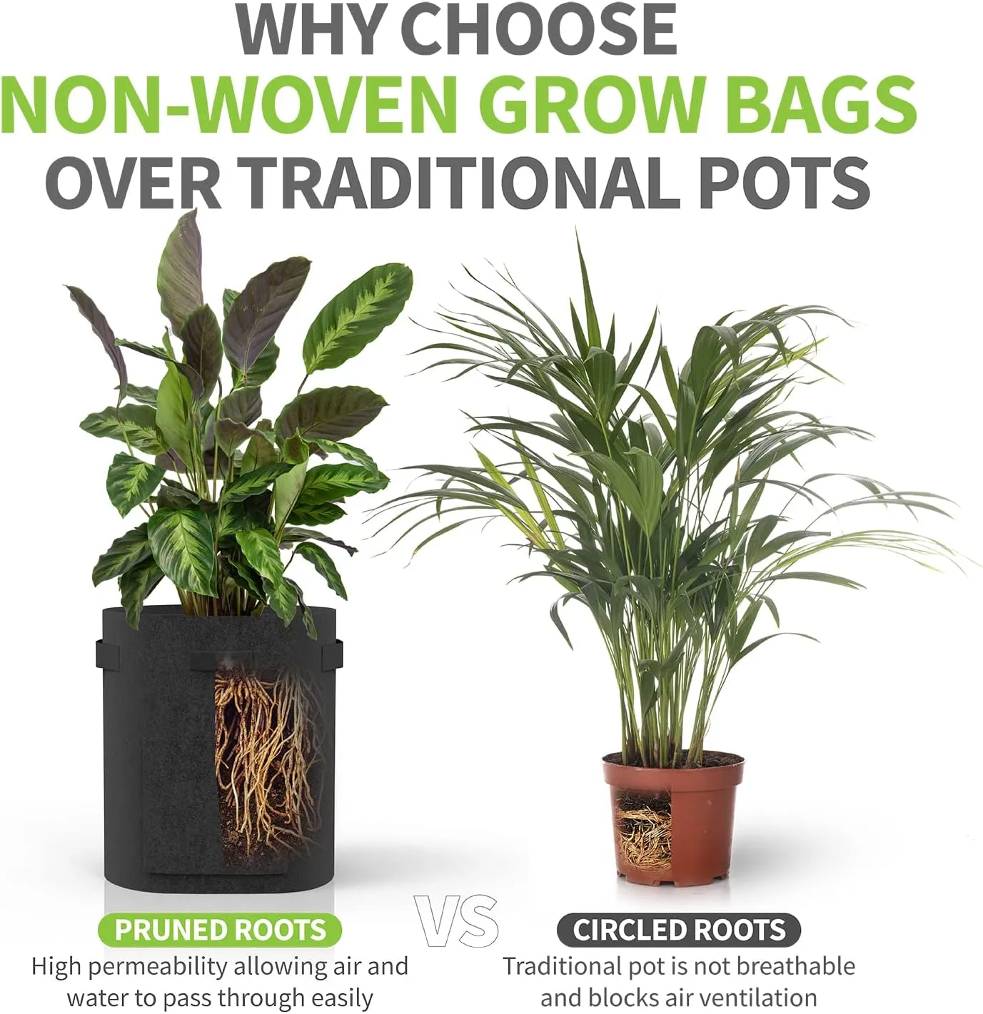 Fosmon Garden Potato Grow Bags with Flap 7 Gallon (4 Pack), Heavy Duty Non-Woven Fabric Planter Bag with Handles & Harvest Window Plant Grow Pot Bag for Tomato Carrot Onion Vegetable Garden Planting