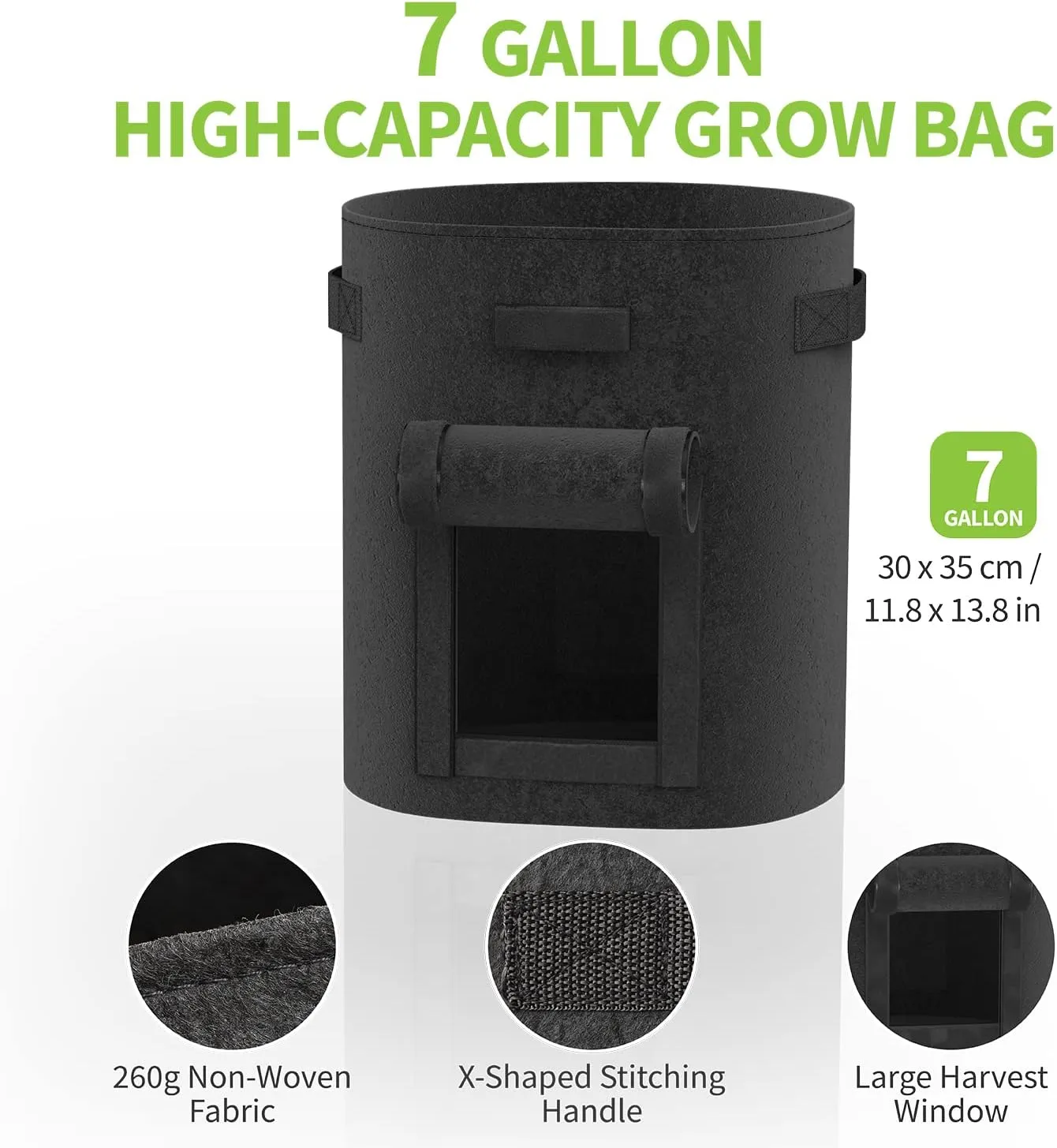 Fosmon Garden Potato Grow Bags with Flap 7 Gallon (4 Pack), Heavy Duty Non-Woven Fabric Planter Bag with Handles & Harvest Window Plant Grow Pot Bag for Tomato Carrot Onion Vegetable Garden Planting
