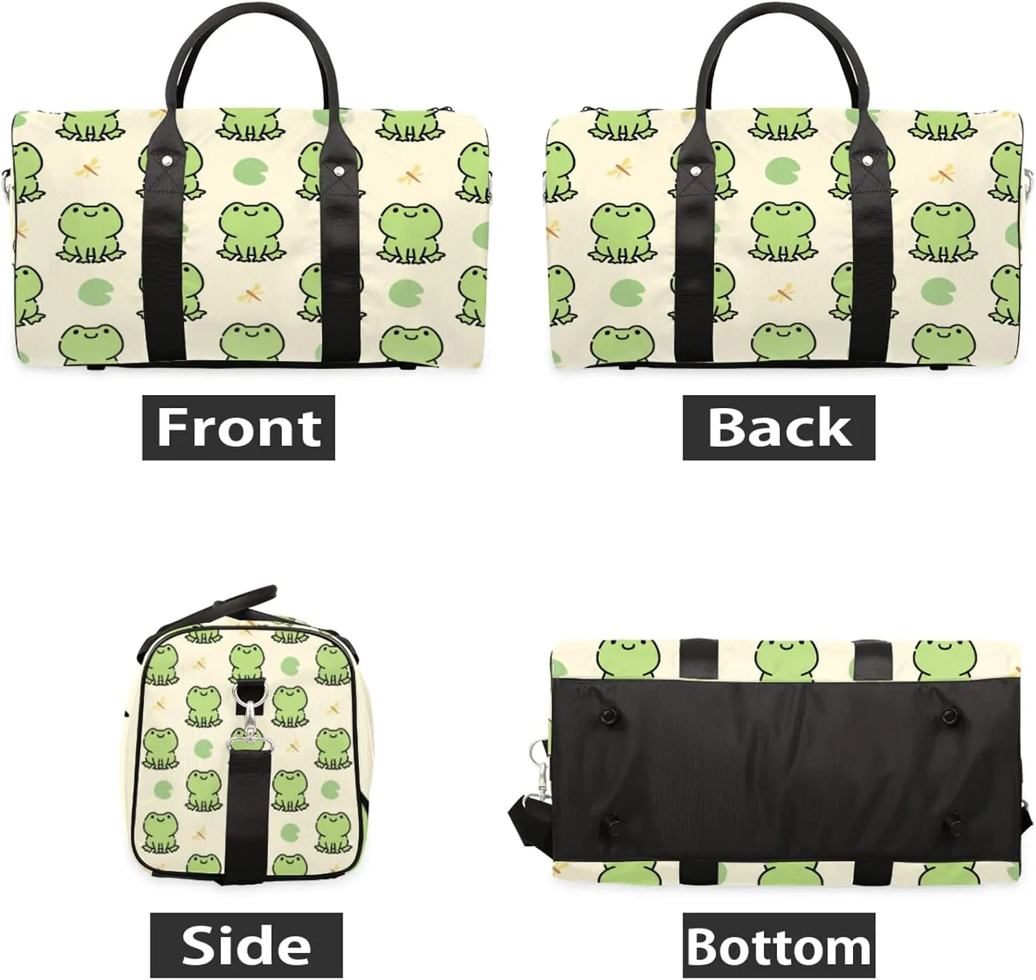 Frog Travel Duffle Bag, Weekender Bags for Women Men, Carry on Overnight Bag Waterproof Gym Bags, Hospital Bag for Labor and Delivery