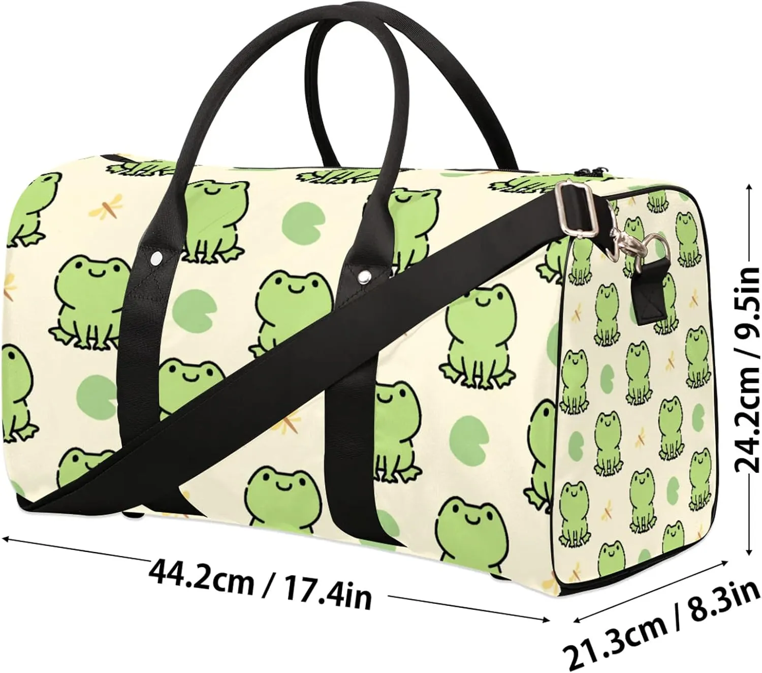 Frog Travel Duffle Bag, Weekender Bags for Women Men, Carry on Overnight Bag Waterproof Gym Bags, Hospital Bag for Labor and Delivery