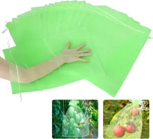 Fruit Protection Bags, Kikhope 20 Pcs 20''×14''Fruit Netting Bags, Garden Fruit Cover Mesh Bag with Drawstring, Netting Barrier Bags for Plant Fruit Flower and Vegetables