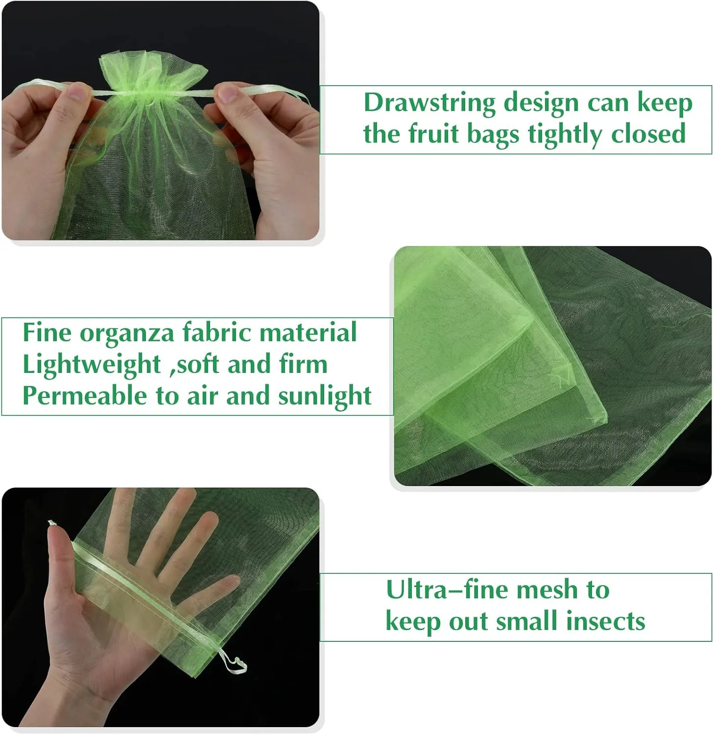Fruit Protection Bags, Kikhope 20 Pcs 20''×14''Fruit Netting Bags, Garden Fruit Cover Mesh Bag with Drawstring, Netting Barrier Bags for Plant Fruit Flower and Vegetables