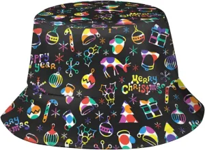 Funny Christmas Snowfalkes Bucket Hats Fashion Sun Cap Packable Summer Travel Boonie Cap for Adults Women Men