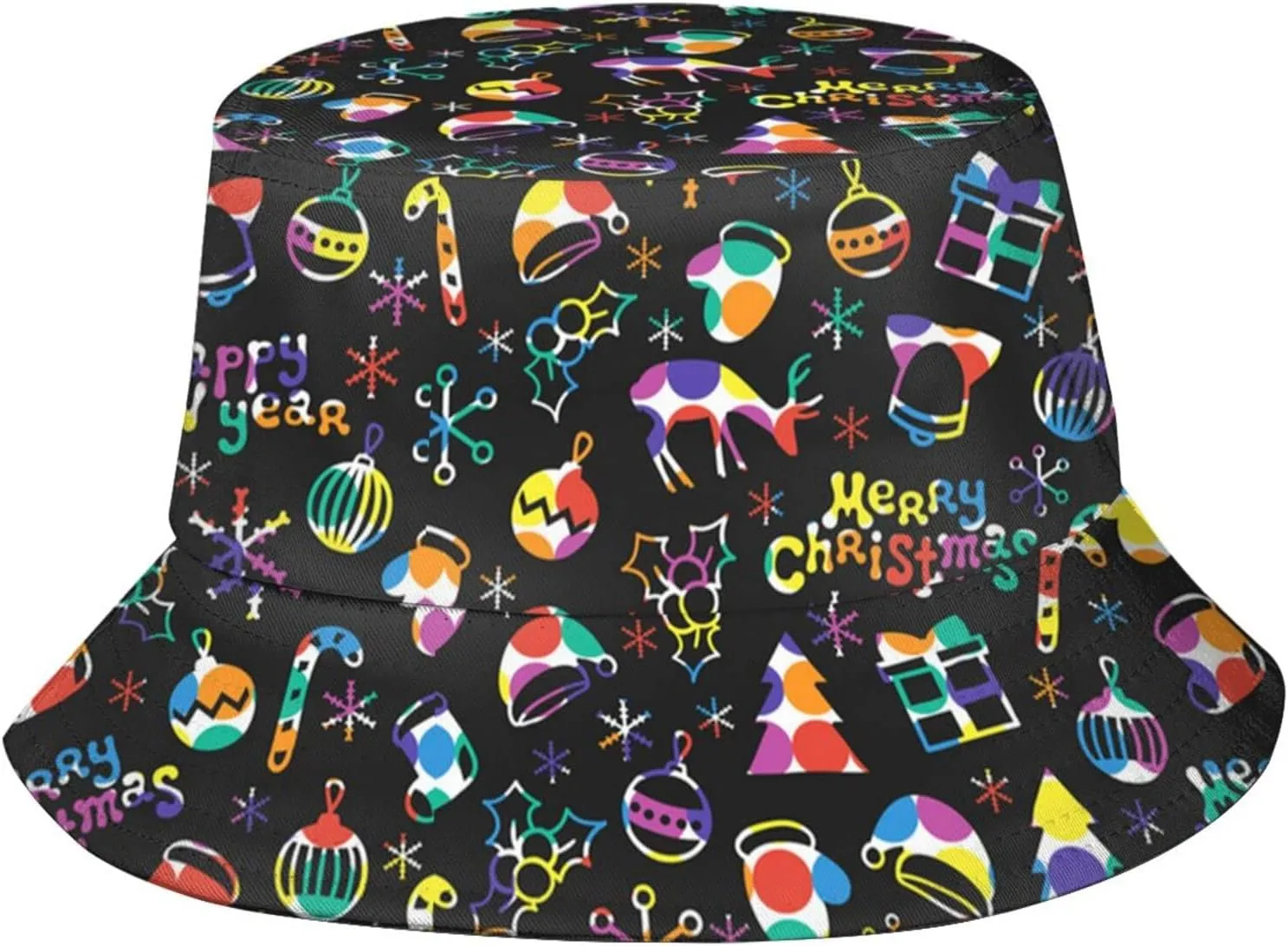 Funny Christmas Snowfalkes Bucket Hats Fashion Sun Cap Packable Summer Travel Boonie Cap for Adults Women Men
