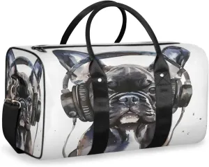 Funny Dog Travel Duffle Bag, Sports Gym Bags for Women Men, Carry On Weekender Overnight Workout Airplane Trips Bag