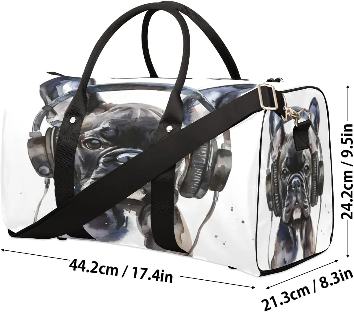 Funny Dog Travel Duffle Bag, Sports Gym Bags for Women Men, Carry On Weekender Overnight Workout Airplane Trips Bag