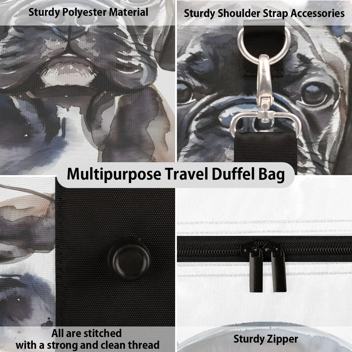 Funny Dog Travel Duffle Bag, Sports Gym Bags for Women Men, Carry On Weekender Overnight Workout Airplane Trips Bag
