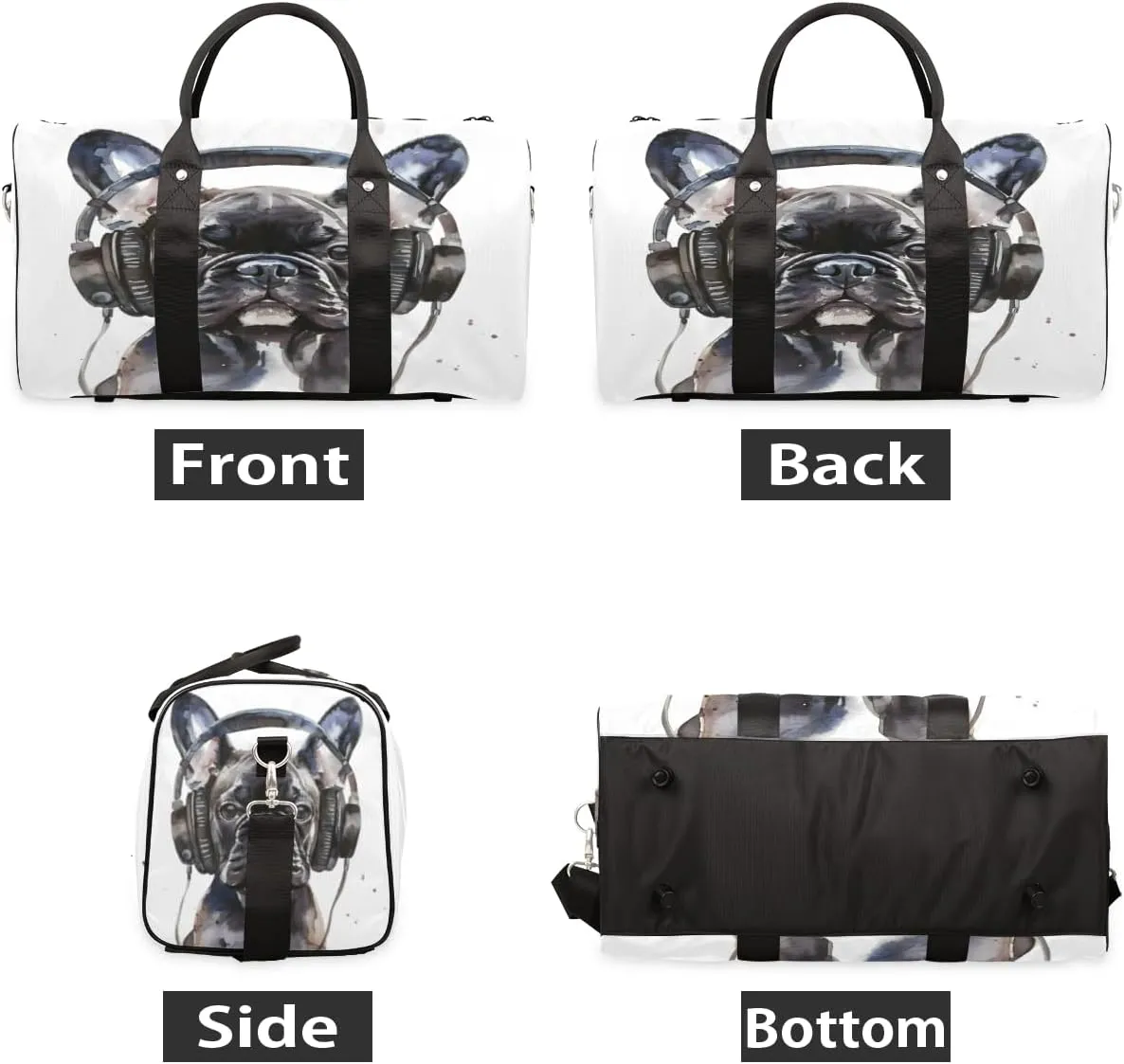 Funny Dog Travel Duffle Bag, Sports Gym Bags for Women Men, Carry On Weekender Overnight Workout Airplane Trips Bag