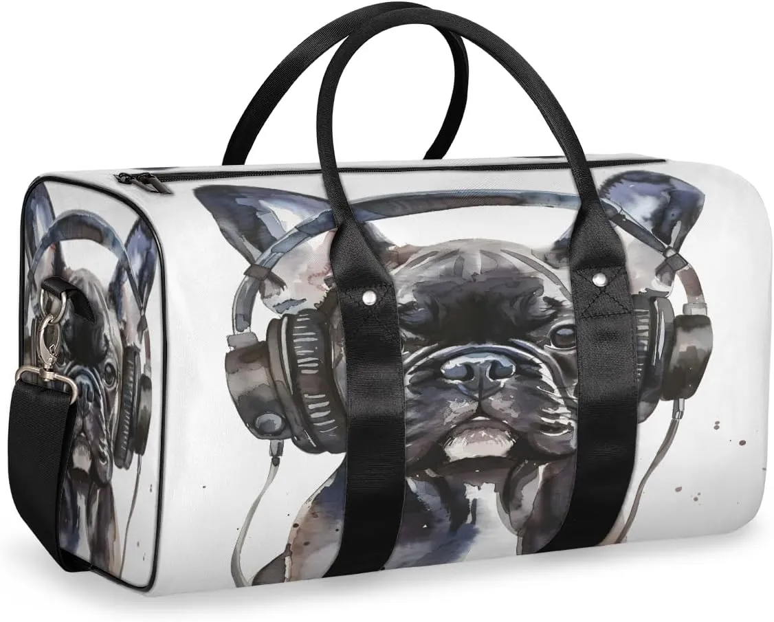 Funny Dog Travel Duffle Bag, Sports Gym Bags for Women Men, Carry On Weekender Overnight Workout Airplane Trips Bag