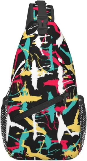 Funny Graffiti Sling Backpack,Travel Hiking Daypack Colorful Graffiti Art Crossbody Shoulder Bag for Women Men