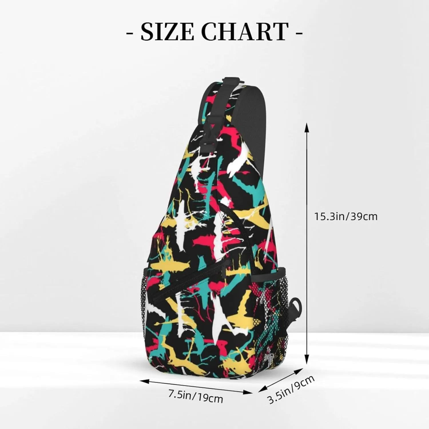 Funny Graffiti Sling Backpack,Travel Hiking Daypack Colorful Graffiti Art Crossbody Shoulder Bag for Women Men