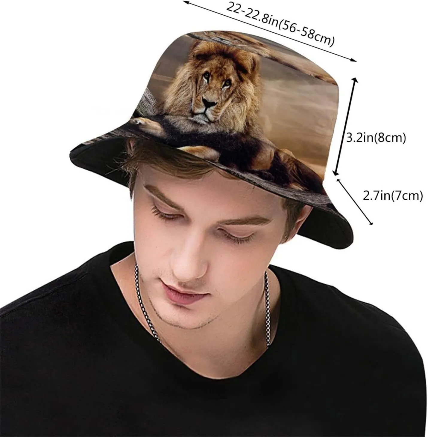 Funny Lion Bucket Hats Summer Travel Beach Sun Hat Outdoor Animal Cap Unisex Women Men