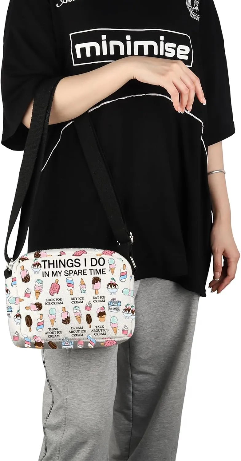 G2TUP Popsicle Lover Gift My Spare Time Ice Cream Tote Bag Soft ServeHandbag Foodie Gelato Lover Funny Dessert Lover Gift