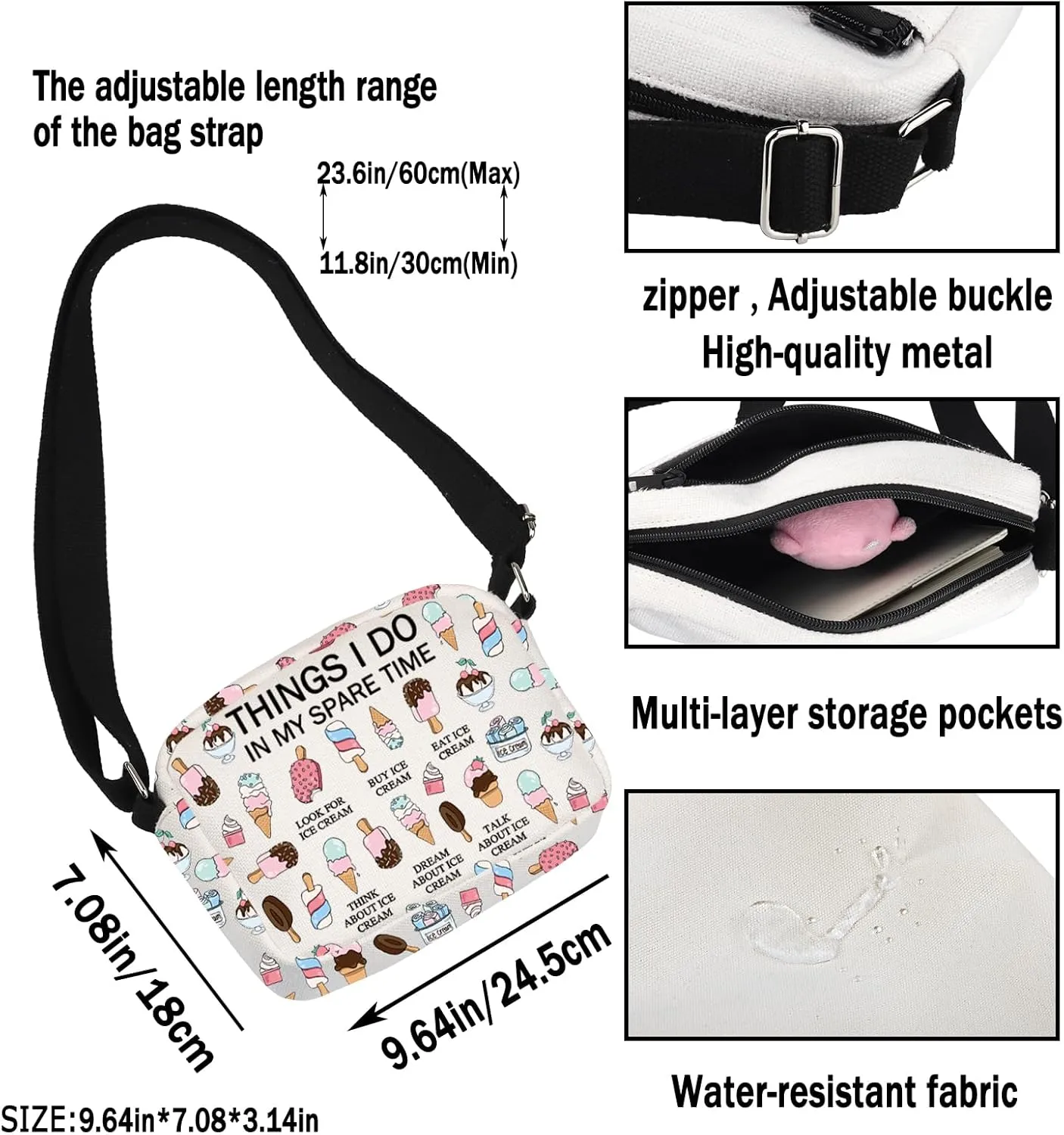 G2TUP Popsicle Lover Gift My Spare Time Ice Cream Tote Bag Soft ServeHandbag Foodie Gelato Lover Funny Dessert Lover Gift
