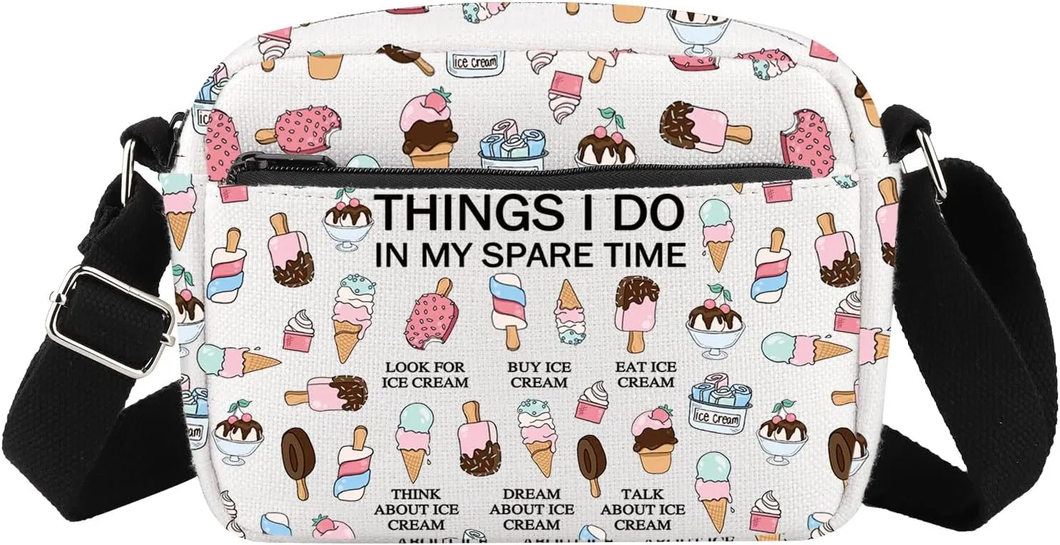 G2TUP Popsicle Lover Gift My Spare Time Ice Cream Tote Bag Soft ServeHandbag Foodie Gelato Lover Funny Dessert Lover Gift
