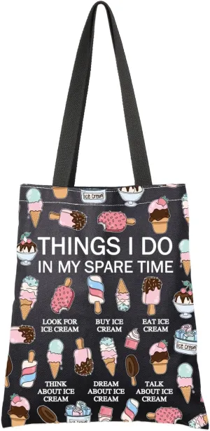 G2TUP Popsicle Lover Gift My Spare Time Ice Cream Tote Bag Soft ServeHandbag Foodie Gelato Lover Funny Dessert Lover Gift