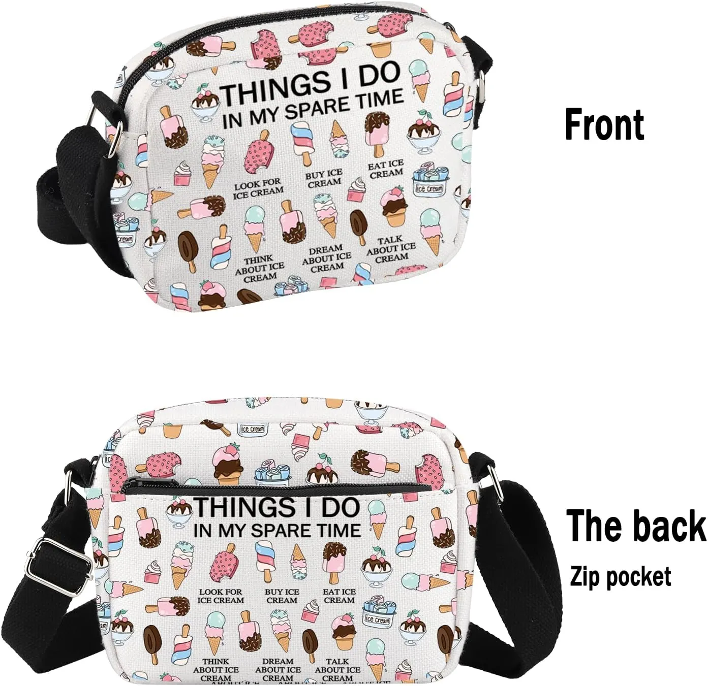 G2TUP Popsicle Lover Gift My Spare Time Ice Cream Tote Bag Soft ServeHandbag Foodie Gelato Lover Funny Dessert Lover Gift