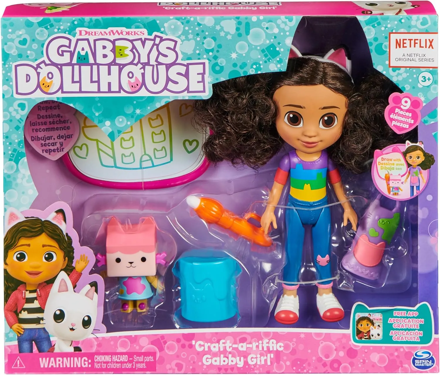 Gabby’s Dollhouse, Gabby Deluxe Craft Dolls and Accessories with Water Pad and Water Brush Pen, Kids Toys for Girls and Boys Ages 3 and up