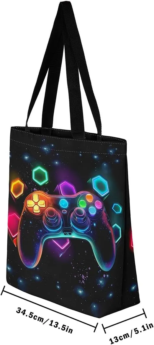 Game Consoles Duffle Bag Women Gamer Gifts,Boys Gamer Canvas Tote Bag for Women,Space Handbag