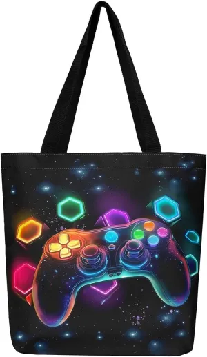 Game Consoles Duffle Bag Women Gamer Gifts,Boys Gamer Canvas Tote Bag for Women,Space Handbag