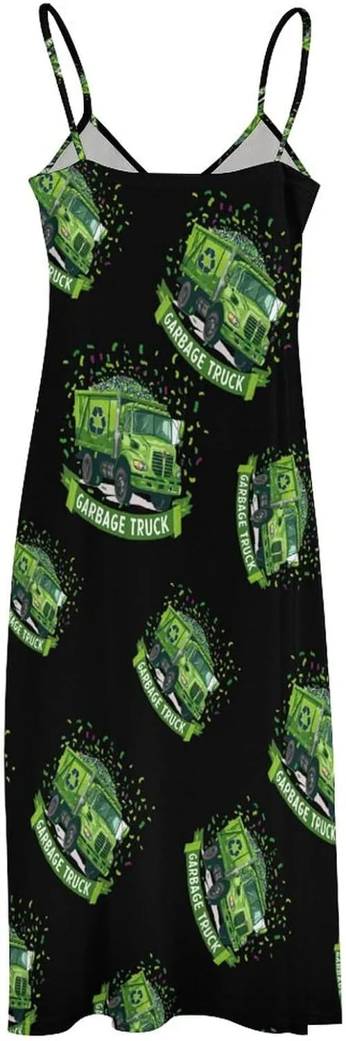 Garbage Truck Womens Sling Dress Sleeveless Maxi Beach Dress