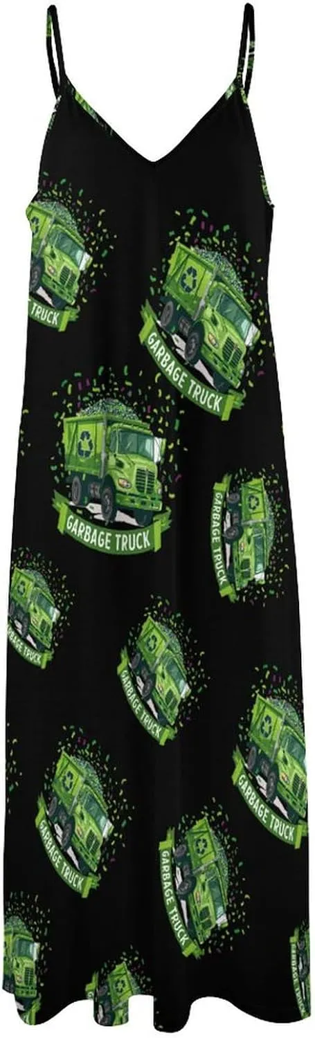 Garbage Truck Womens Sling Dress Sleeveless Maxi Beach Dress