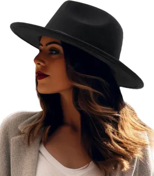 GEMVIE Women & Men Multi-Color Fedora Hat Wide Brim Floppy Panama Hat with Belt Buckle