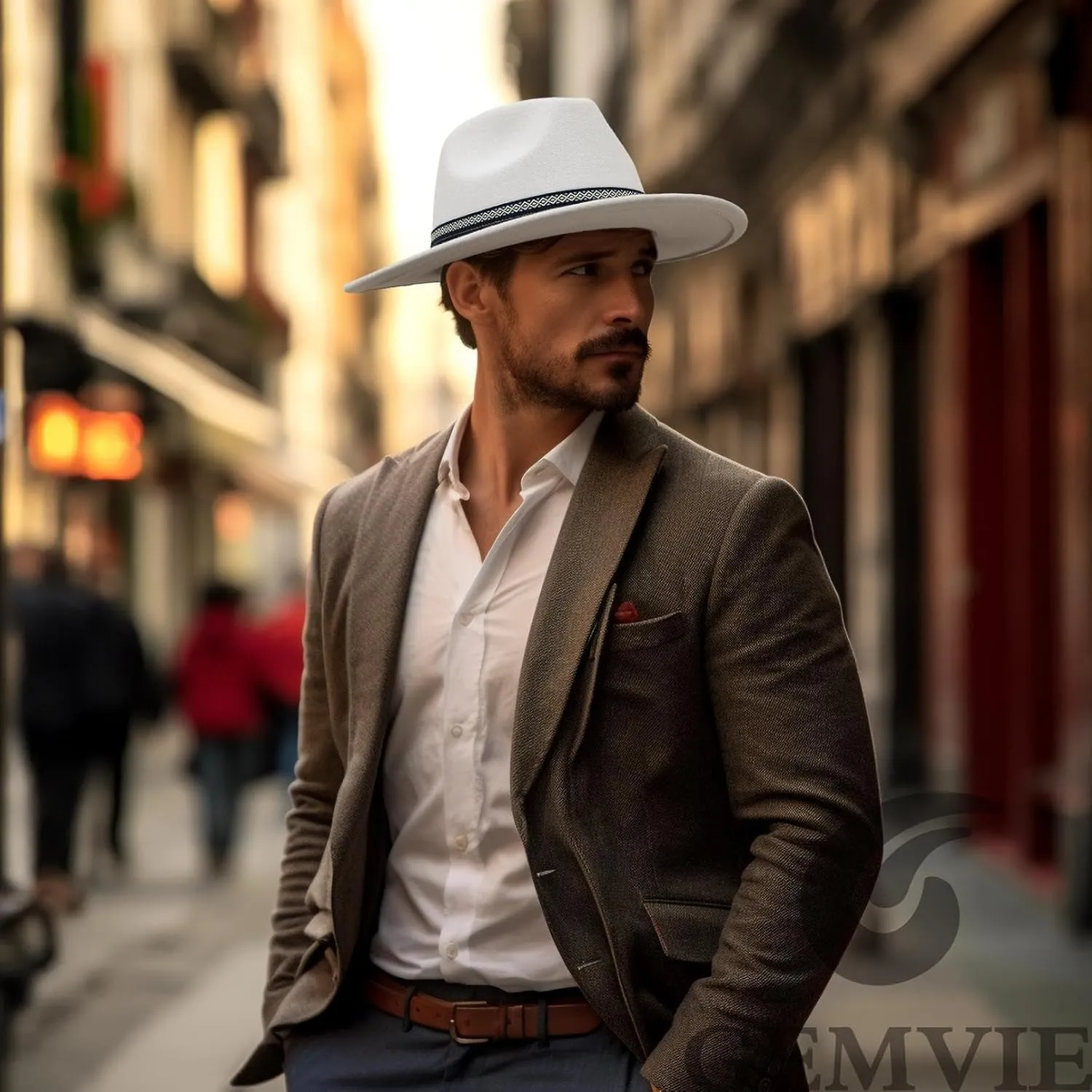 GEMVIE Women & Men Multi-Color Fedora Hat Wide Brim Floppy Panama Hat with Belt Buckle