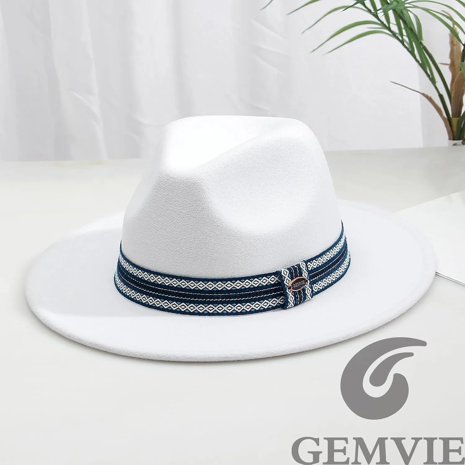 GEMVIE Women & Men Multi-Color Fedora Hat Wide Brim Floppy Panama Hat with Belt Buckle