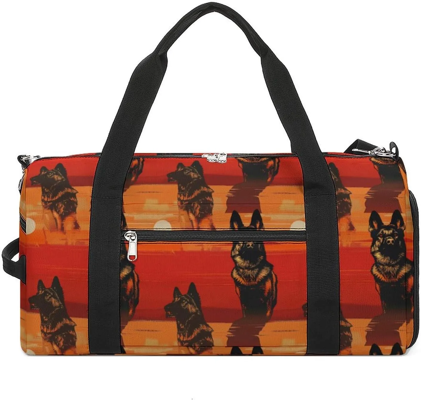 German Shepherd in Sunset Travel Gym Bag Sport Workout Duffel Bags with Compartments And Side Pocket