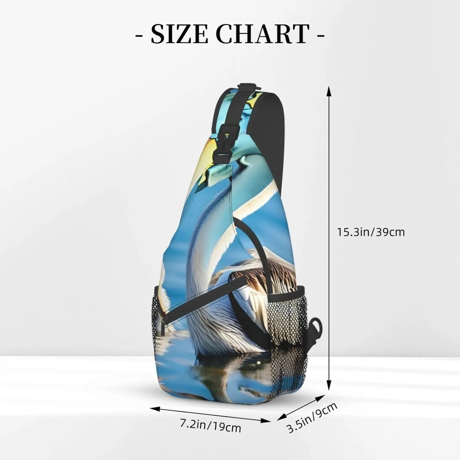 GeRRiT Pelican Bird Blue Sea Sky Print Small Backpack Sling Bag For Women Men, Chest Bag Daypack Crossbody For Travel Sport, SB-122