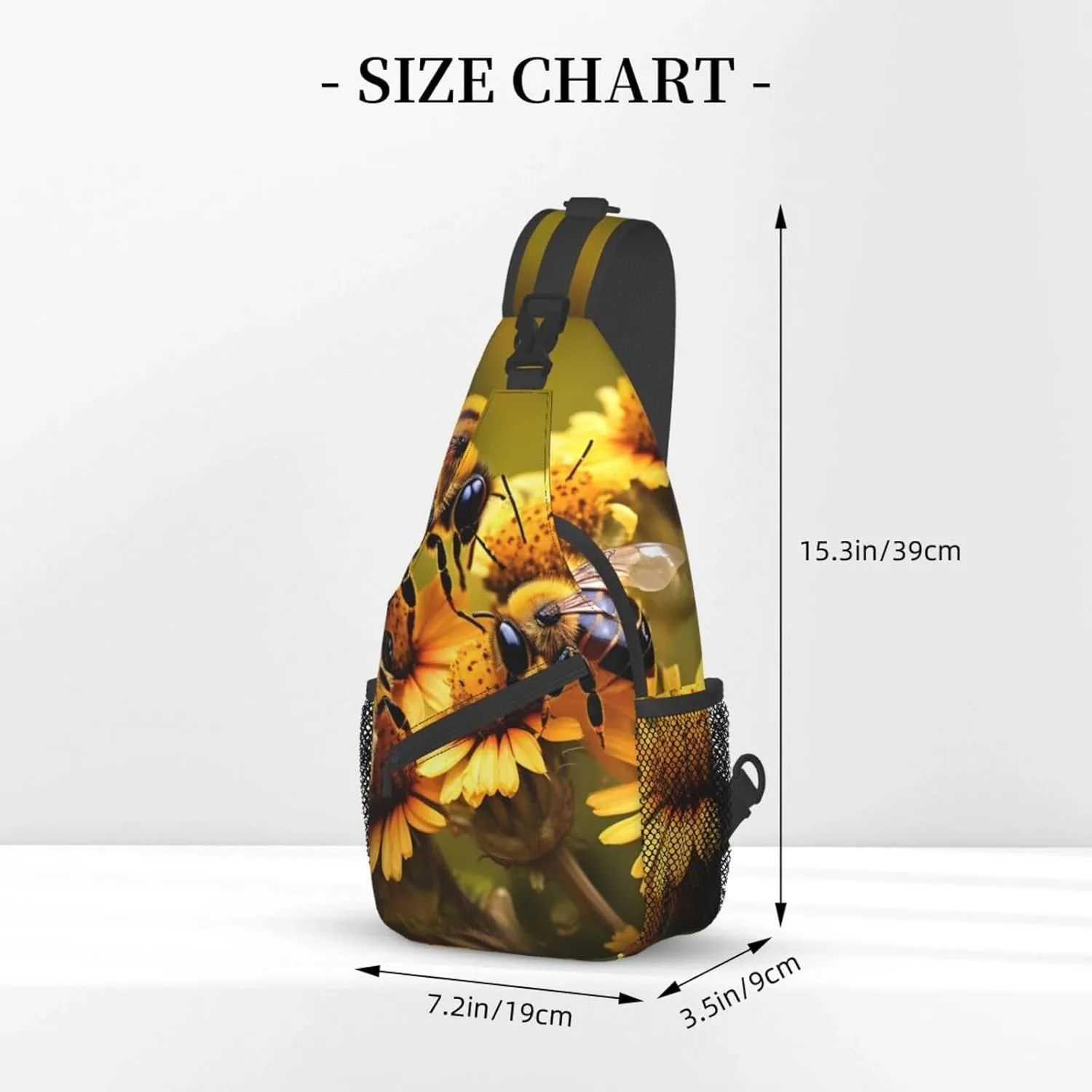 GeRRiT Rural Honey Bees Flowers Print Small Backpack Sling Bag For Women Men, Chest Bag Daypack Crossbody For Travel Sport