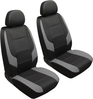 GIANT PANDA Fit Volkswagen Front Seat Covers, Volkswagen Atlas Cross Sport Tiguan Taos ID.4 Jetta GLI Arteon Leather Seat Protectors, Waterproof Durable Accessories, Grey Black (2 Front)