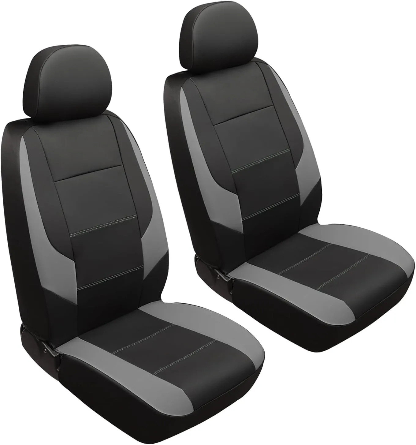 GIANT PANDA Fit Volkswagen Front Seat Covers, Volkswagen Atlas Cross Sport Tiguan Taos ID.4 Jetta GLI Arteon Leather Seat Protectors, Waterproof Durable Accessories, Grey Black (2 Front)
