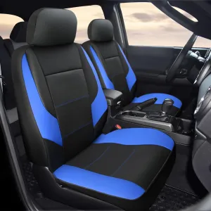 GIANT PANDA Front Car Seat Cover Custom Fit Toyota Tacoma 2016 2017 2018 2019 2020 2021 2022 2023 2024 Double & Crew Cab SR, SR5, Limited, TRD Pro, TRD Sport, TRD Off-Road, Faux Leather (Black Blue)