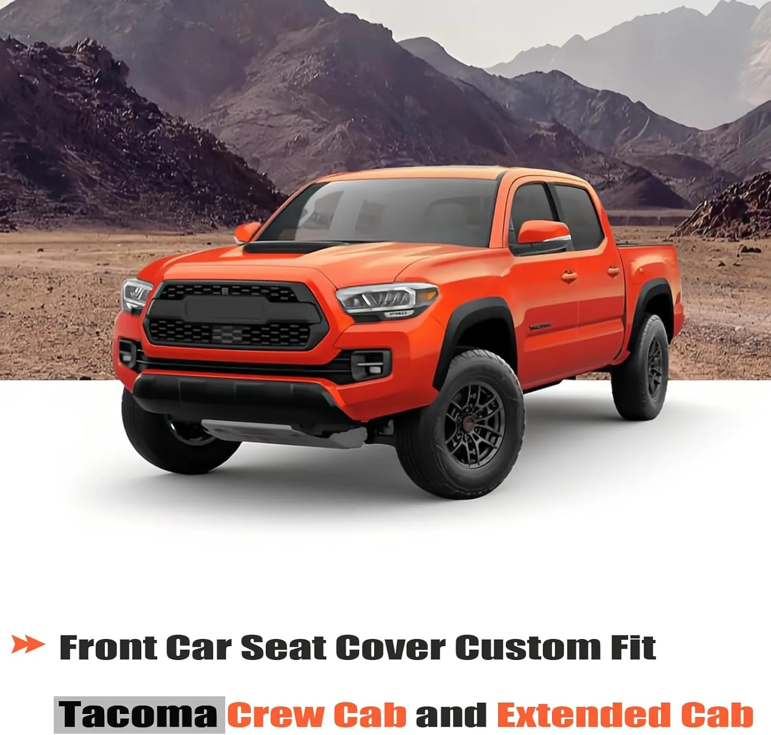 GIANT PANDA Front Car Seat Cover Custom Fit Toyota Tacoma 2016 2017 2018 2019 2020 2021 2022 2023 2024 Double & Crew Cab SR, SR5, Limited, TRD Pro, TRD Sport, TRD Off-Road, Faux Leather (Black Blue)