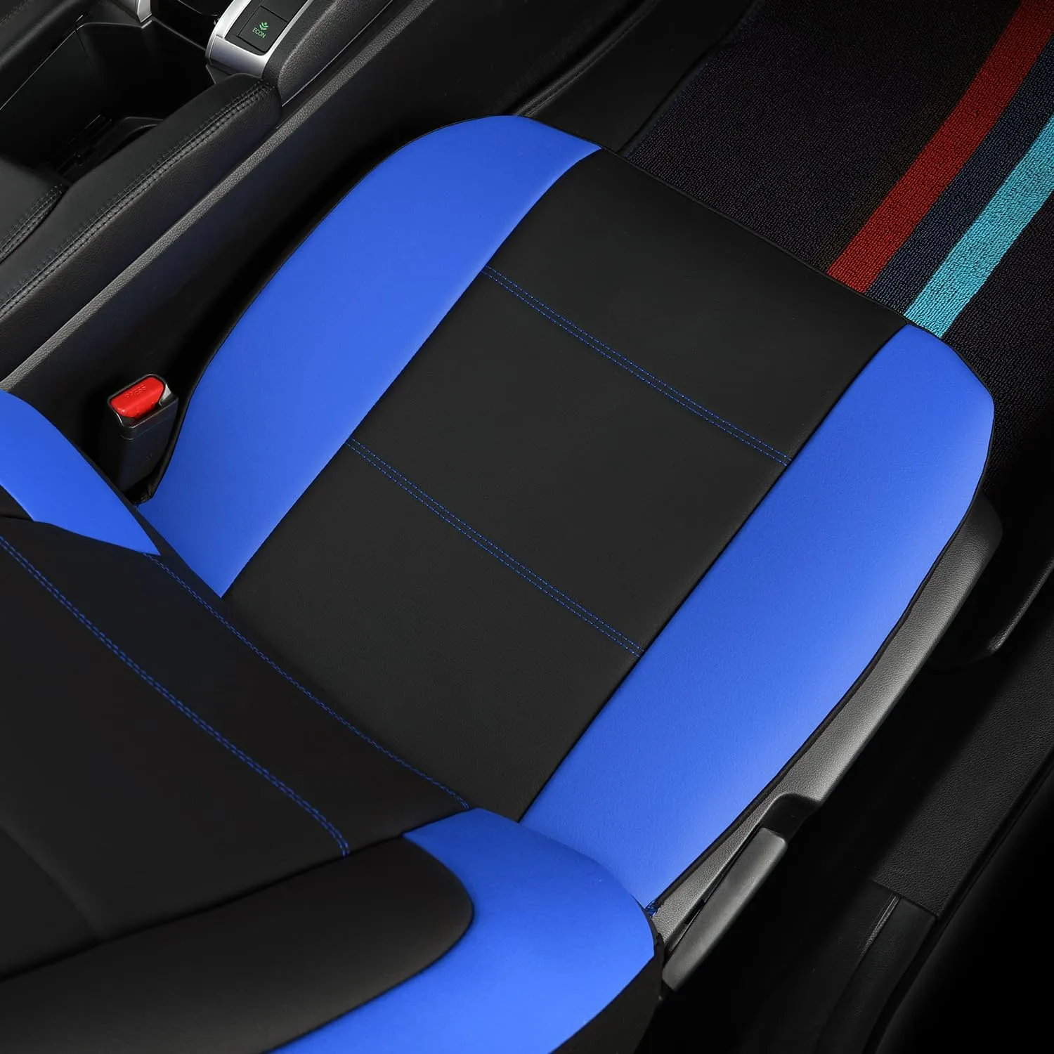GIANT PANDA Front Car Seat Cover Custom Fit Toyota Tacoma 2016 2017 2018 2019 2020 2021 2022 2023 2024 Double & Crew Cab SR, SR5, Limited, TRD Pro, TRD Sport, TRD Off-Road, Faux Leather (Black Blue)