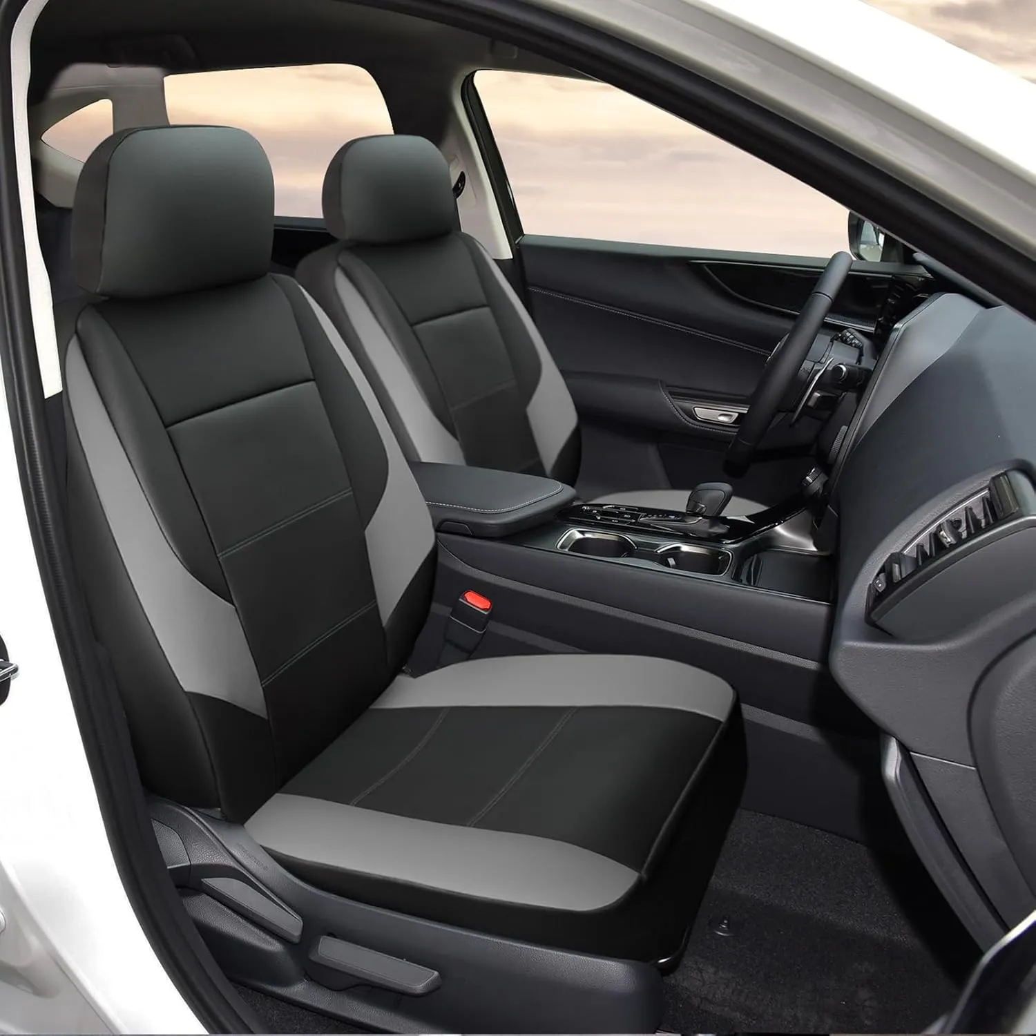 GIANT PANDA Front Car Seat Cover for Lexus, Leather Bucket Seat Covers Custom Fit Lexus RX NX ES UX GX TX is LX LS LC (Grey Black)