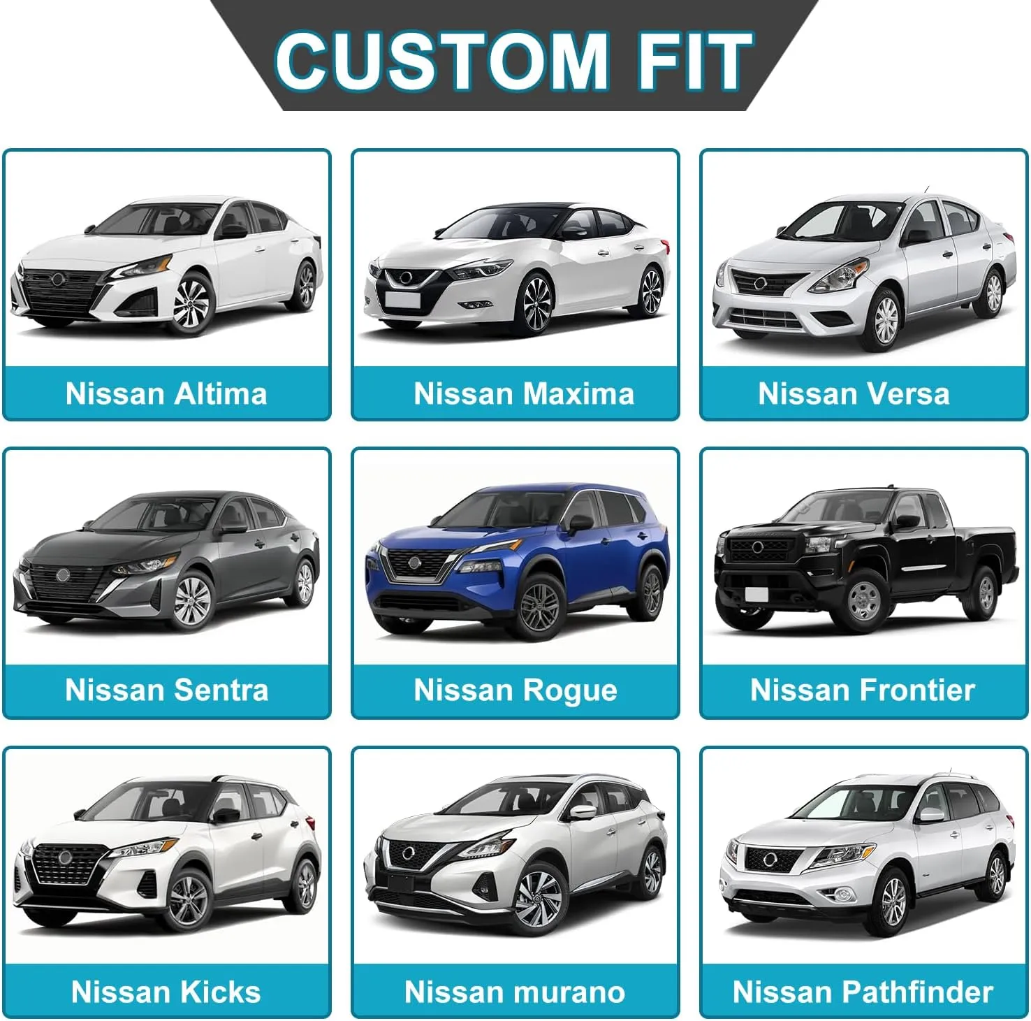 GIANT PANDA Front Seat Cover for Nissan, Leather Seat Protectors Custom Fit Nissan Rogue Altima Sentra Versa Kicks Frontier Murano Pathfinder Maxima (Black)