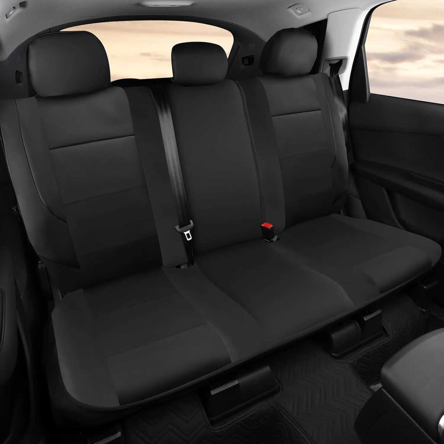 GIANT PANDA Full Set Car Seat Cover Custom Fit Toyota Tacoma 2016 2017 2018 2019 2020 2021 2022 2023 Double & Crew Cab and Extended Cab,SR, SR5, Limited, TRD Pro, Sport, Off-Road, Faux Leather (Black)