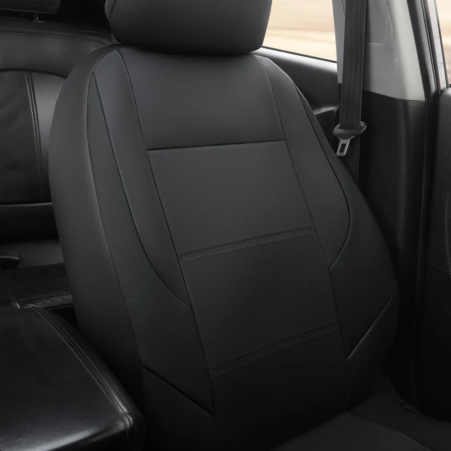 GIANT PANDA Full Set Car Seat Cover Custom Fit Toyota Tacoma 2016 2017 2018 2019 2020 2021 2022 2023 Double & Crew Cab and Extended Cab,SR, SR5, Limited, TRD Pro, Sport, Off-Road, Faux Leather (Black)