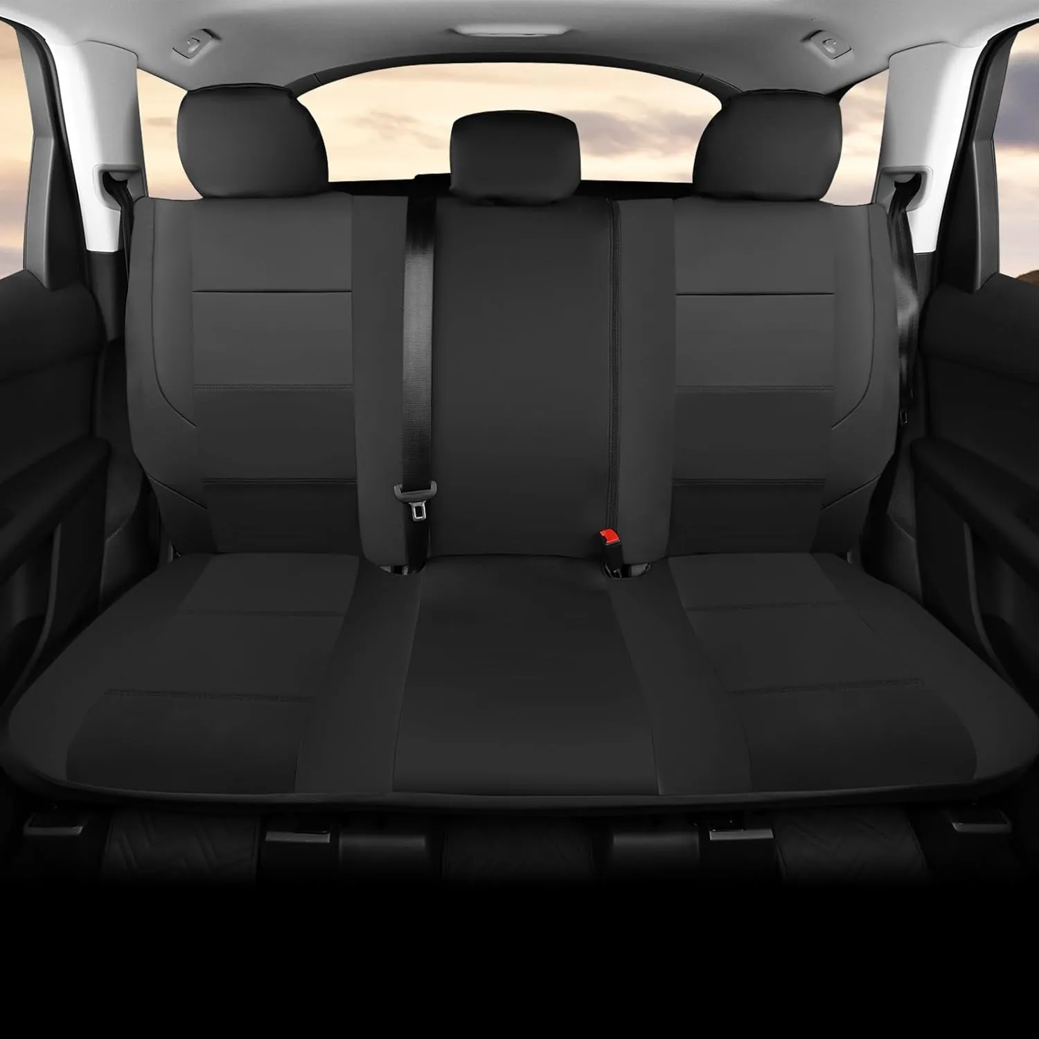 GIANT PANDA Full Set Car Seat Cover Custom Fit Toyota Tacoma 2016 2017 2018 2019 2020 2021 2022 2023 Double & Crew Cab and Extended Cab,SR, SR5, Limited, TRD Pro, Sport, Off-Road, Faux Leather (Black)