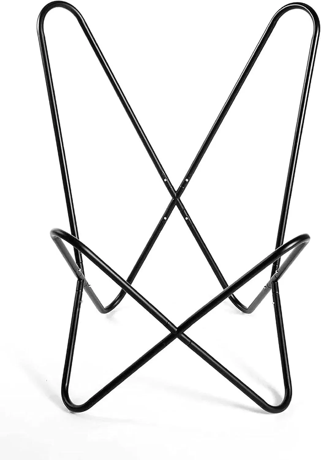 GifteQ Leather Butterfly Chair for Living Room for Adults Cow Print/Cowhide Western Accent Chair for Relaxing with Foldable Iron Frame Brown Boho Alite Chair For Home Decor (Hairon White & Dark Brown)