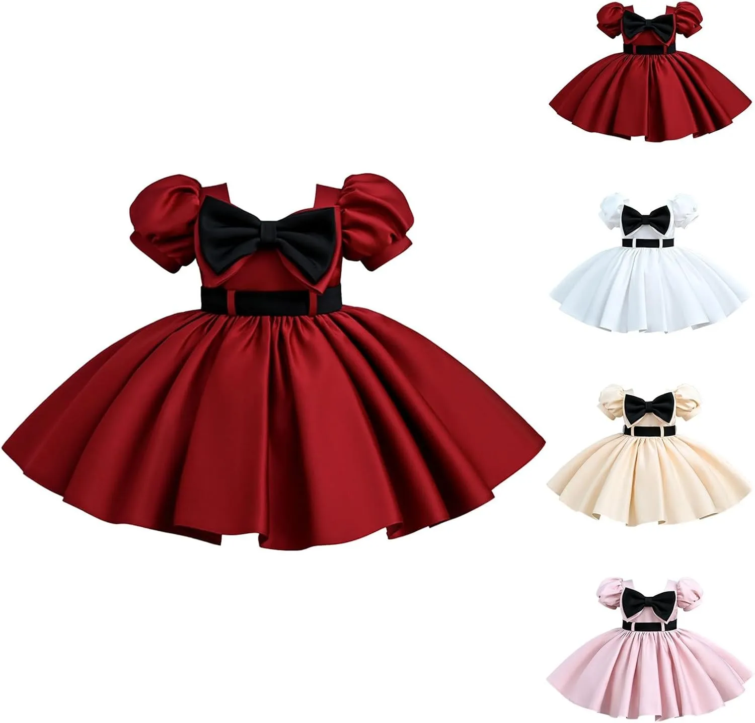 Girls Trendy Pageant Evening Gowns Wedding Part𝐲 Dresses Lanter𝐧 Sleeve Tulle Tutu Princess Dress with Belt