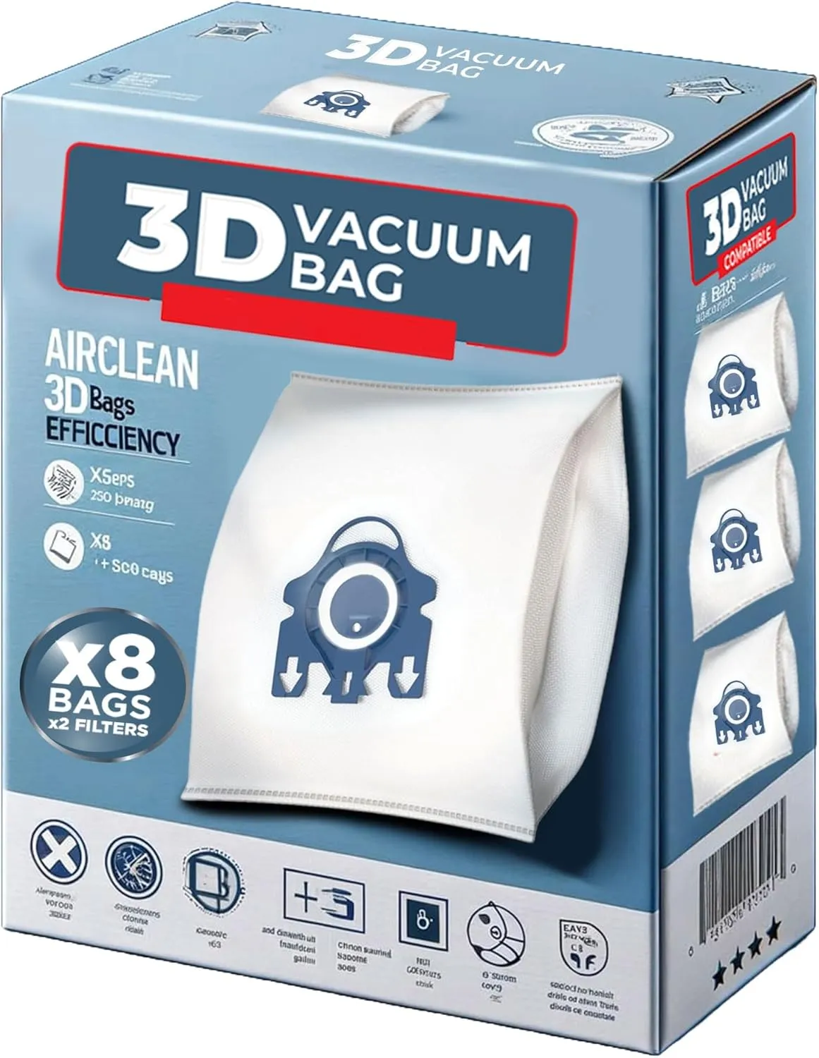 GN 3D Vacuum Cleaner Bags Compatible Replacement for Miele Classic C1, Complete C1, Complete C2, Complete C3, S227/S240, S270,S400,S2,S5,S8 Series Canister PS03 (16 Dust Bags   4 Set Filters)