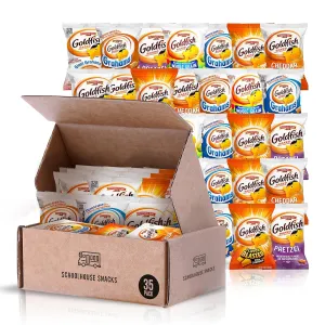 Goldfish Snacks Variety Pack for Kids | Goldfish Crackers Individual Bags Variety Pack in Bulk | Goldfish Crackers Assortment 0.9oz-1.25oz Pouches of 35 Bundled by Schoolhouse Snacks
